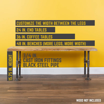 PIPE DECOR 3/4 in. round flange pipe bench leg kit, view 3