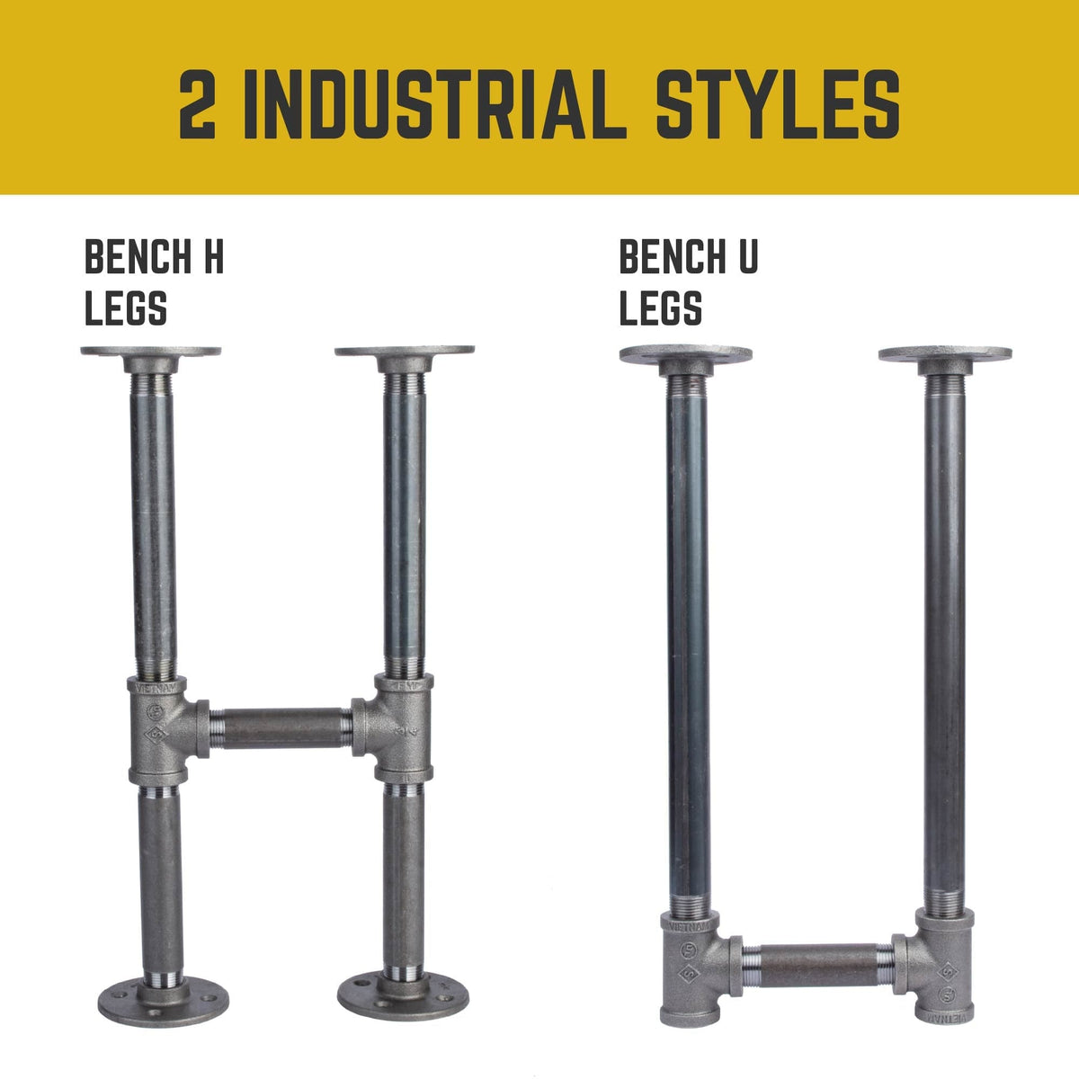 PIPE DECOR 3/4 in. round flange pipe bench leg kit, view 4