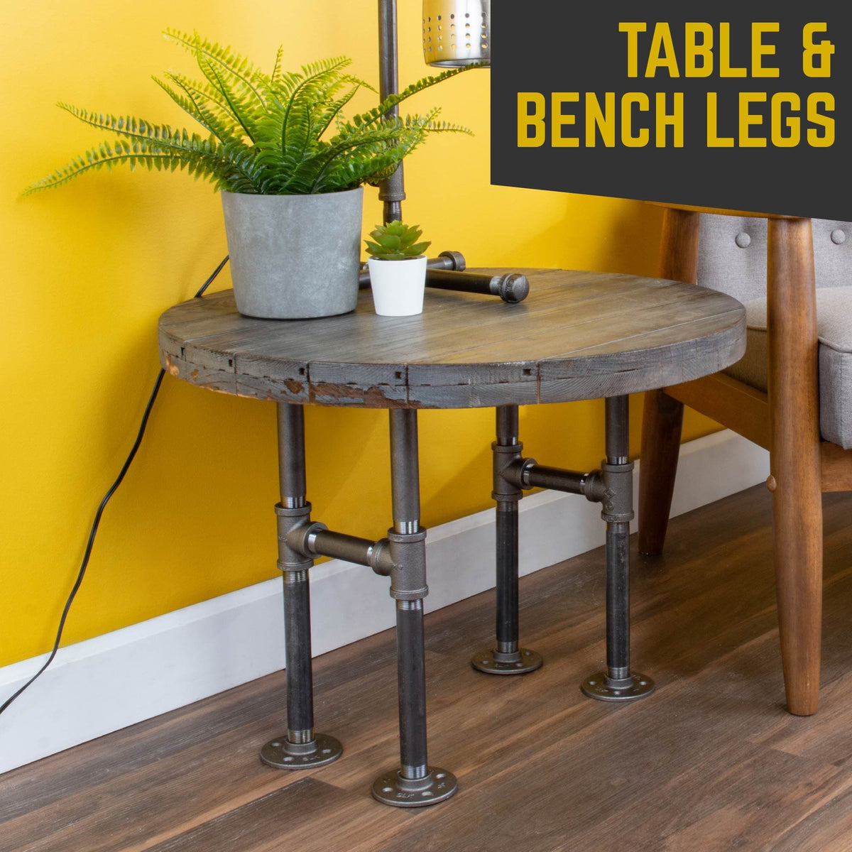 PIPE DECOR 3/4 in. round flange pipe bench leg kit, view 6