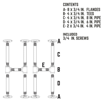 PIPE DECOR 3/4 in. round flange pipe bench leg kit, view 9