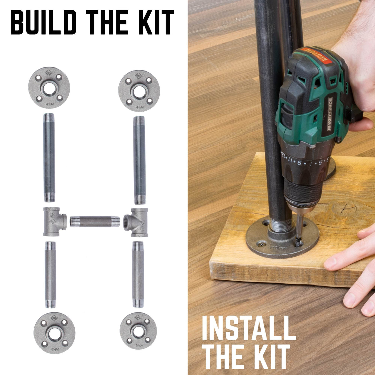 PIPE DECOR 3/4 in. round flange pipe bench leg kit, view 7