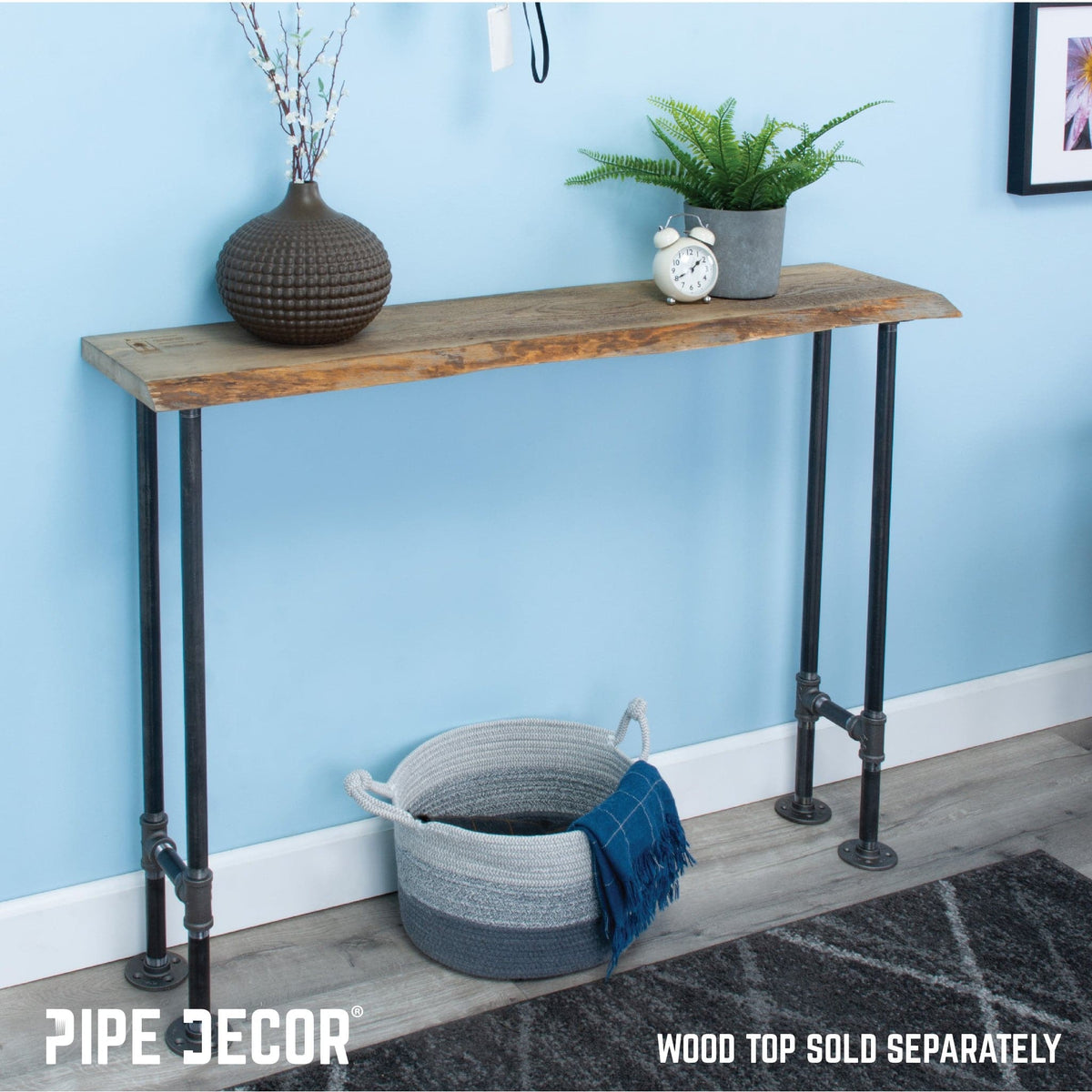 PIPE DECOR 3/4 in. H pipe console table leg kit, 2-pack, view 2