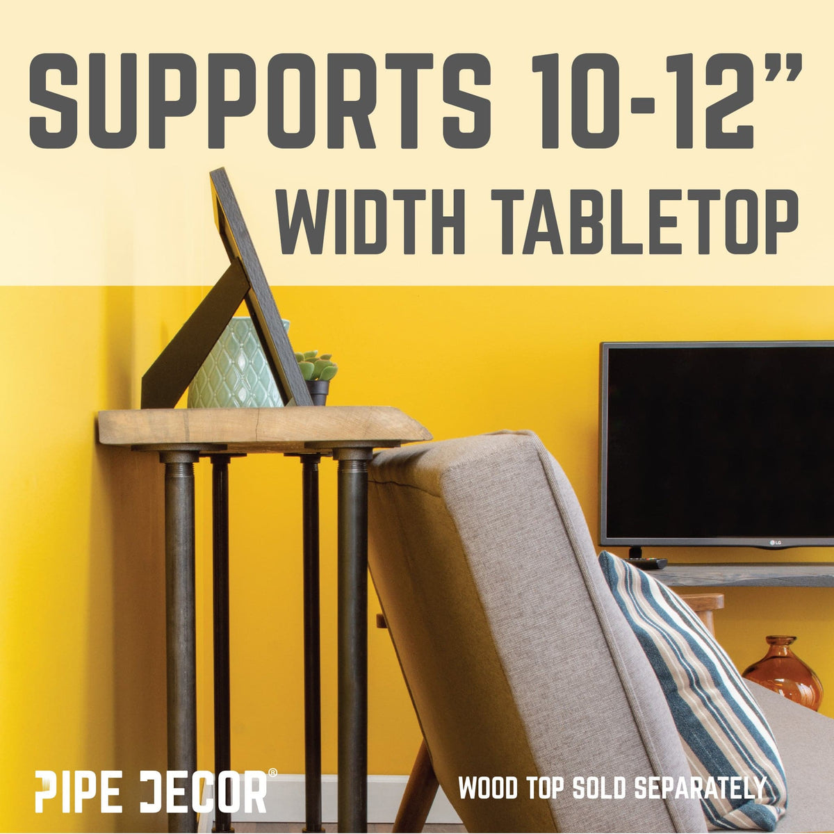 PIPE DECOR 3/4 in. H pipe console table leg kit, 2-pack, view 4