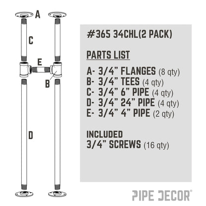 PIPE DECOR 3/4 in. H pipe console table leg kit, 2-pack, view 9