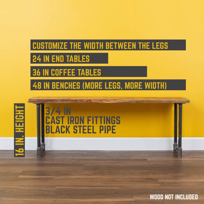 PIPE DECOR 3/4 in. U-shaped pipe bench leg kit, view 3
