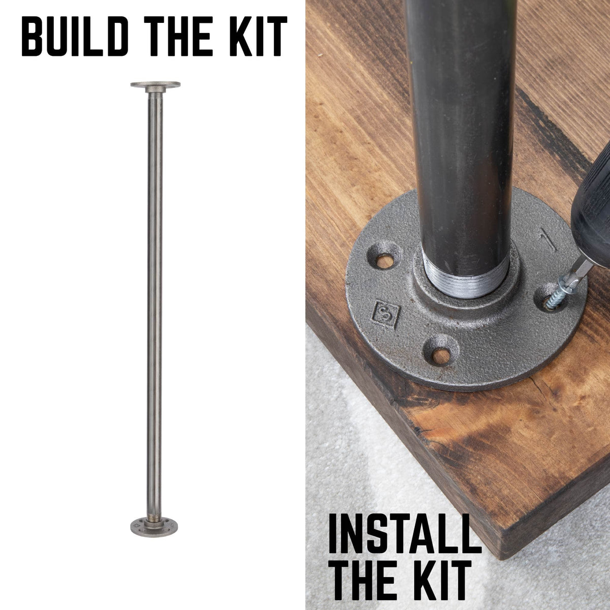 ¾ in. x 30 in. Round Flange Pipe Table Legs - 4 Pack by PIPE DECOR