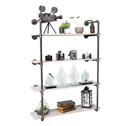 PIPE DECOR 4-tier wall mounted black pipe shelf frame
