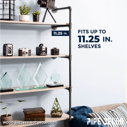 PIPE DECOR 4-tier wall mounted black pipe shelf frame, view 4