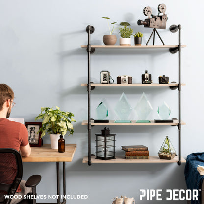 PIPE DECOR 4-tier wall mounted black pipe shelf frame, view 5