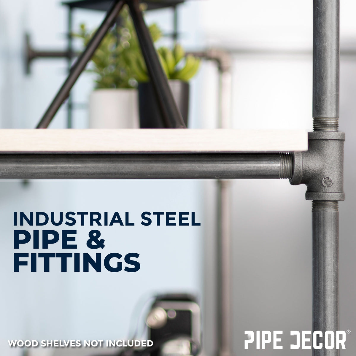 PIPE DECOR 4-tier wall mounted black pipe shelf frame, view 8