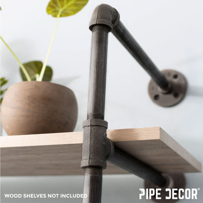 PIPE DECOR 4-tier wall mounted black pipe shelf frame, view 9