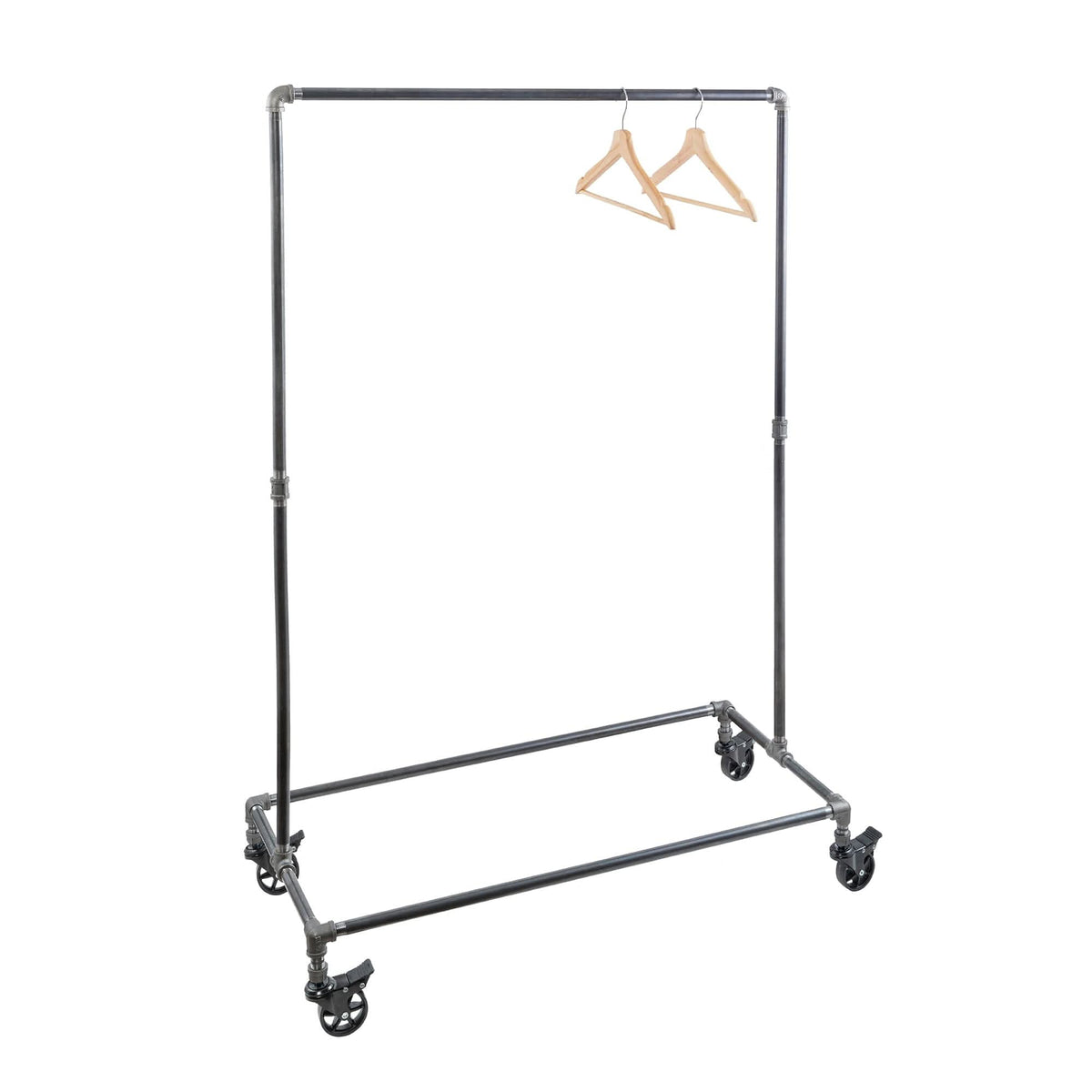58 in. Rolling Single Rod Clothing Rack by PIPE DECOR