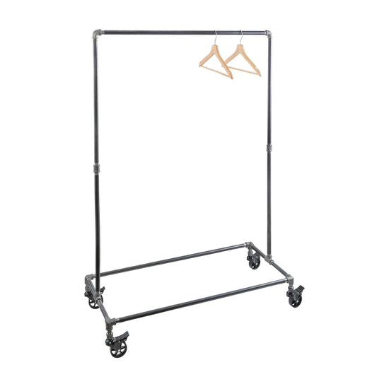 58 in. Rolling Single Rod Clothing Rack by PIPE DECOR