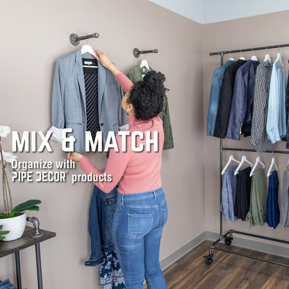 58 in. Rolling Single Rod Clothing Rack by PIPE DECOR