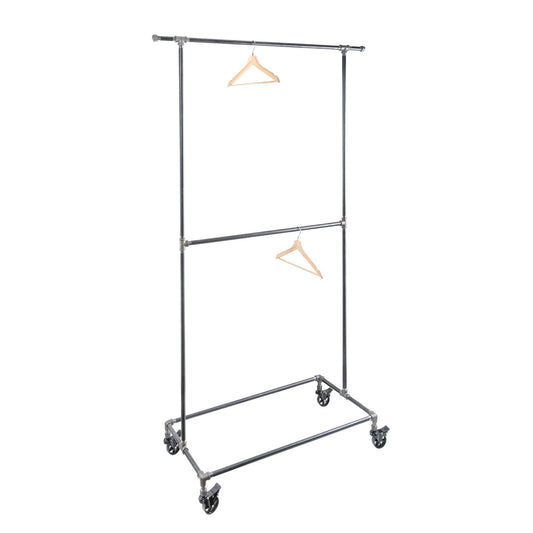 82 in. Rolling Double Rod Clothing Rack by PIPE DECOR