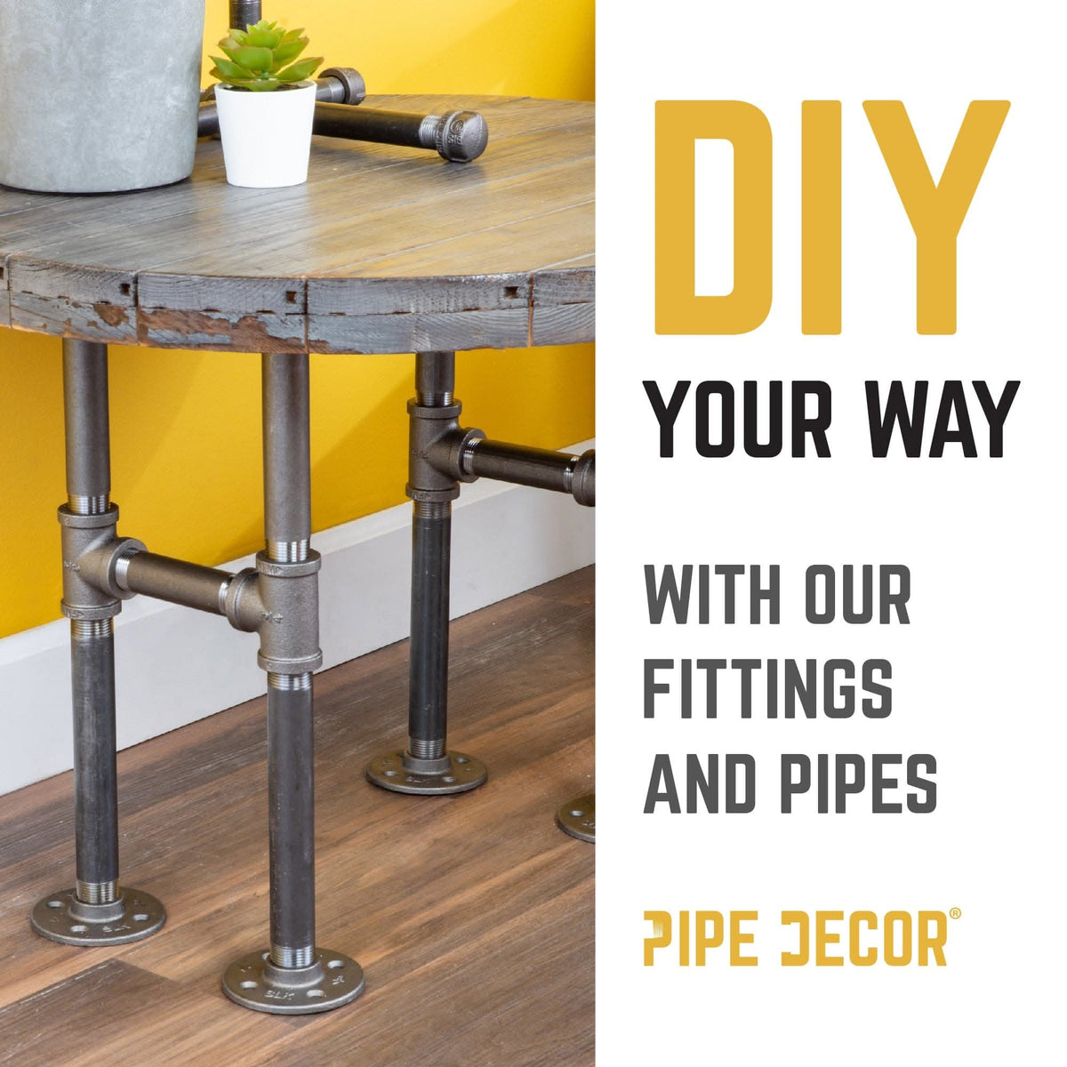PIPE DECOR 1 in. black iron 5-way pipe fitting, view 8