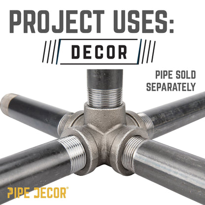 PIPE DECOR 1 in. black iron 5-way pipe fitting, view 6