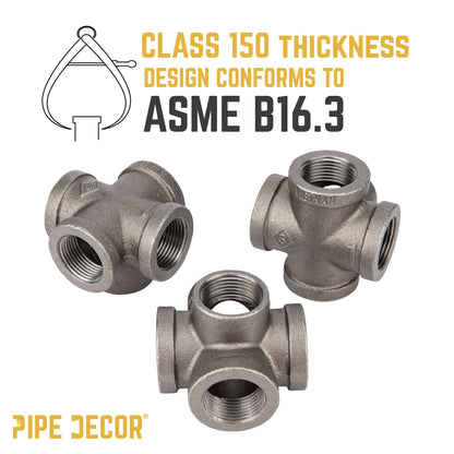 PIPE DECOR 3/4 in. black iron 5-way pipe fitting, view 5