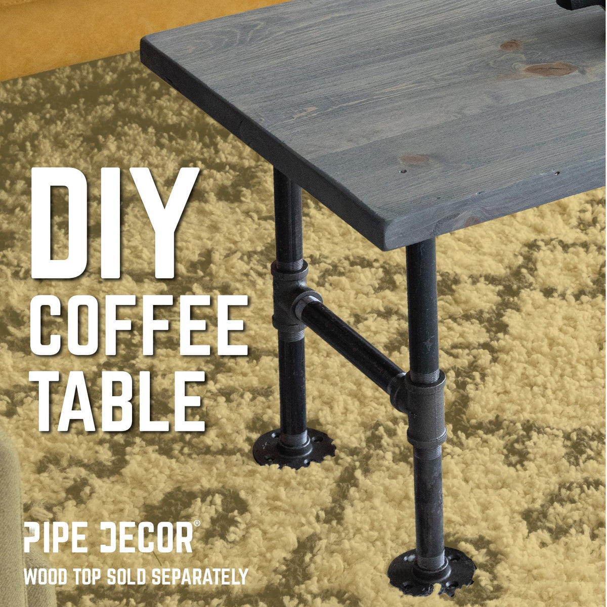 PIPE DECOR 3/4 in. round flange pipe leg kit for a coffee table or bench, view 6
