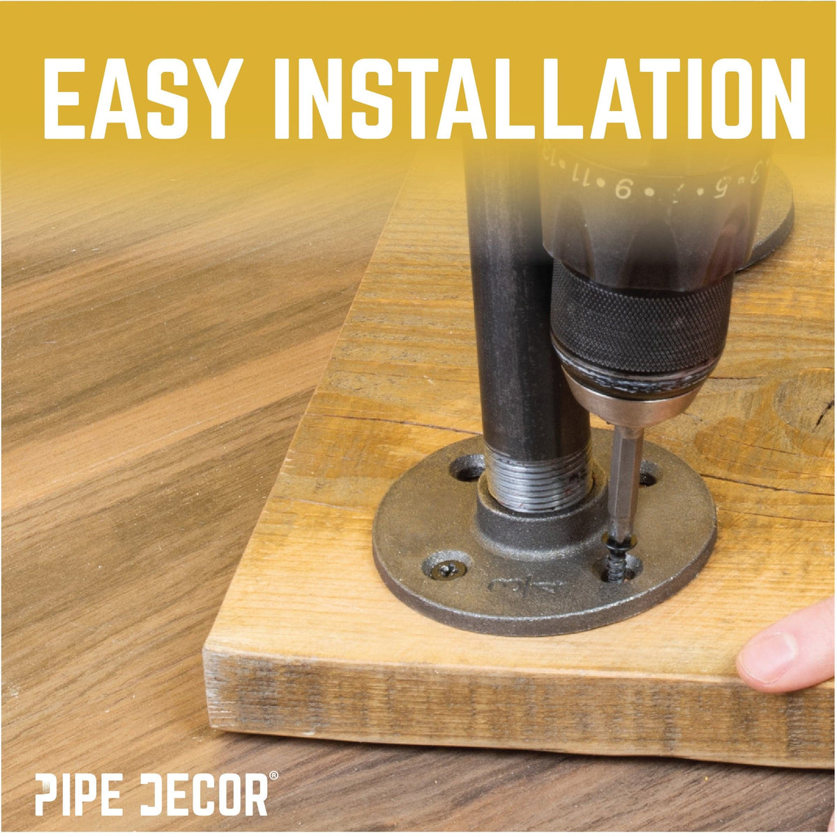 PIPE DECOR 3/4 in. round flange pipe leg kit for a coffee table or bench, view 7