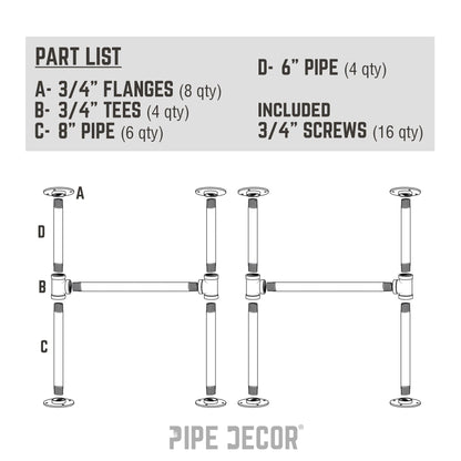 PIPE DECOR 3/4 in. round flange pipe leg kit for a coffee table or bench, view 9