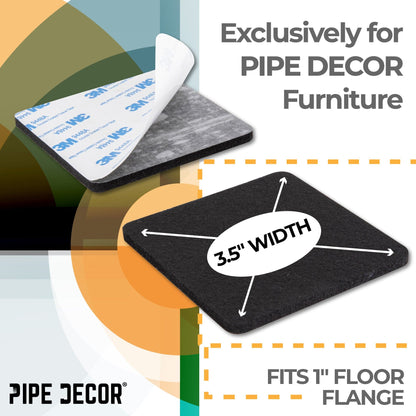 Heavy Duty Square Felt Pad for 1 in. Pipe Floor Flange, 3.5 in. x 3.5 in. (4-Pack) by PIPE DECOR