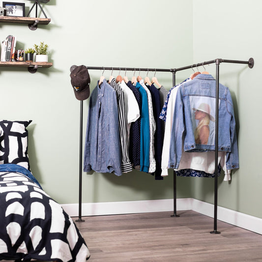 Wall And Floor Mounted Clothing Rack By PIPE DECOR by PIPE DECOR