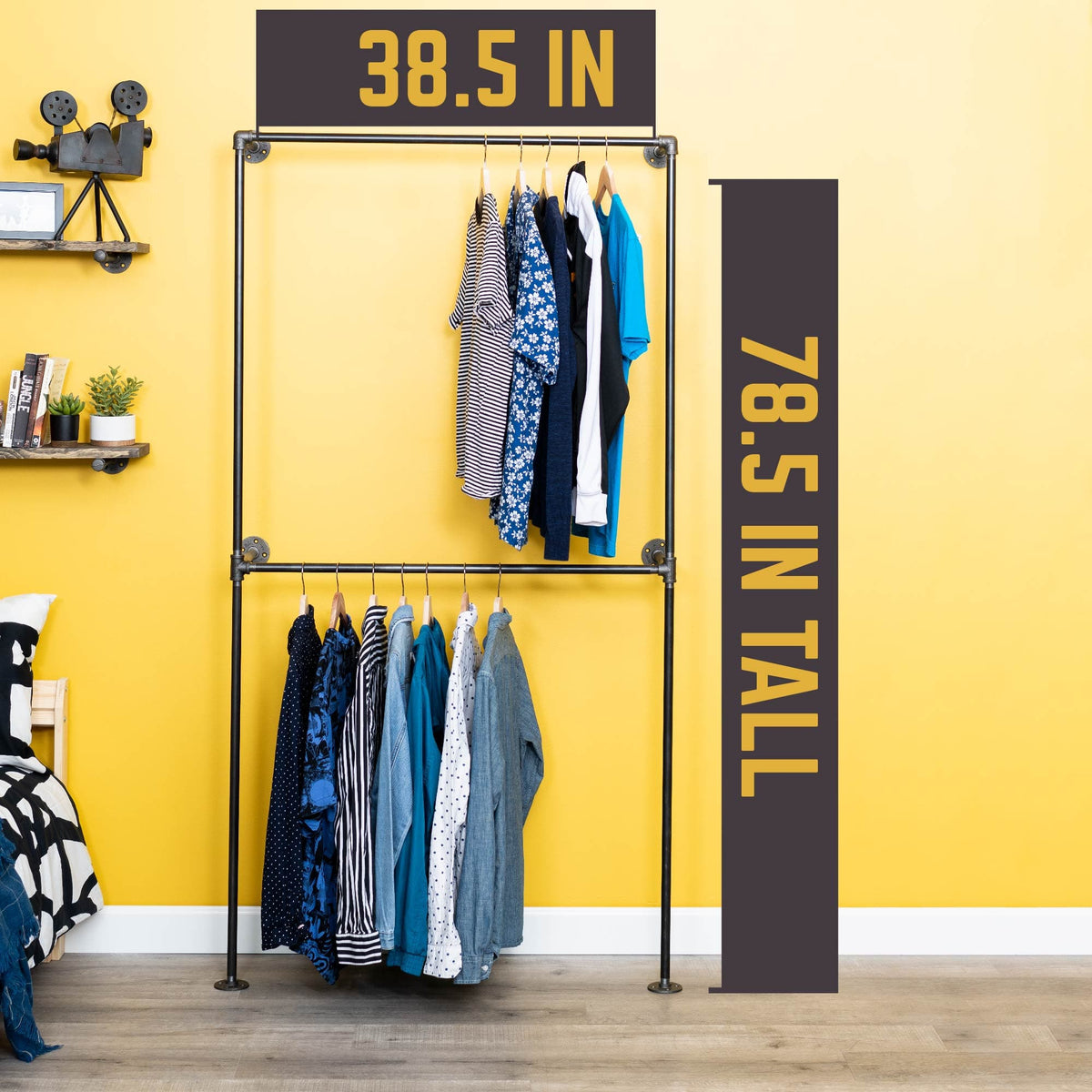 Wall Mounted Double Hung Clothing Rack by PIPE DECOR