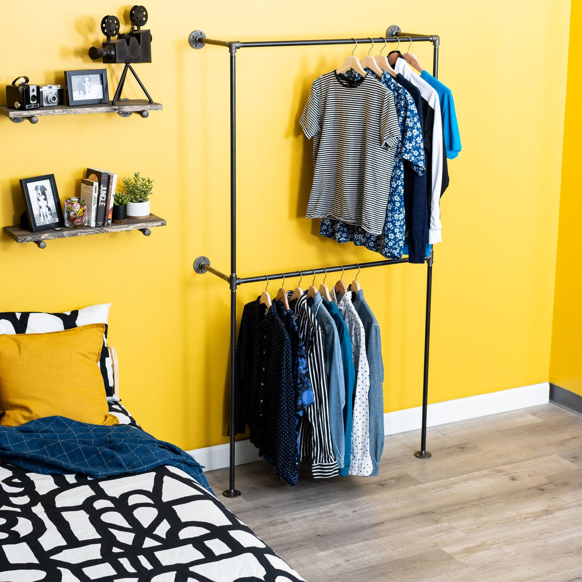 Wall Mounted Double Hung Clothing Rack by PIPE DECOR