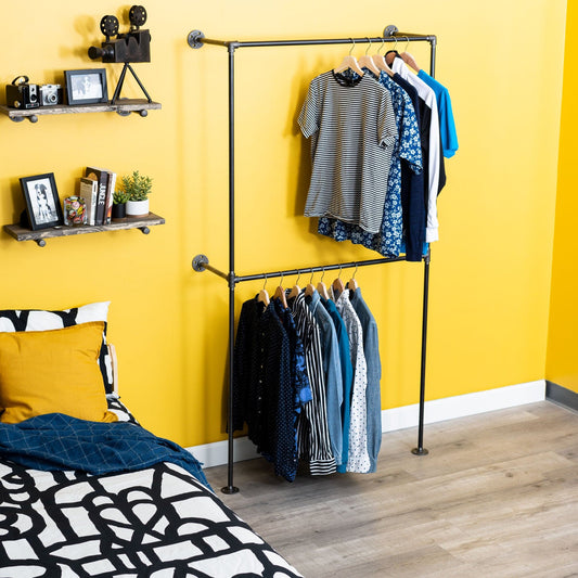 Wall Mounted Double Hung Clothing Rack by PIPE DECOR