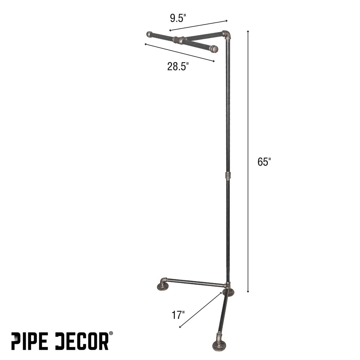 Freestanding Tee-Style Pipe Clothing Rack by PIPE DECOR