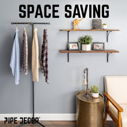Freestanding Tee-Style Pipe Clothing Rack by PIPE DECOR