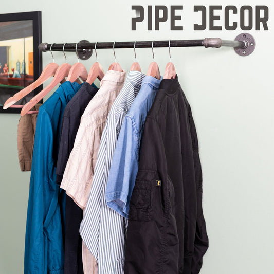 PIPE DECOR 24 in. industrial pipe clothing rack, wall mounted, view 2