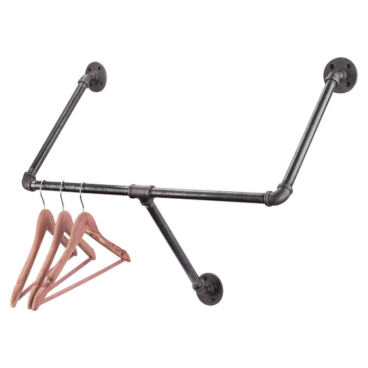 PIPE DECOR 28 in. tri-flange wall mounted pipe clothing rack