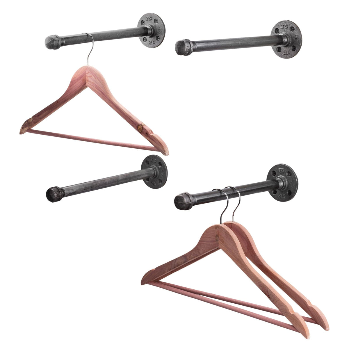 PIPE DECOR 1/2 in. x 12 in. black pipe clothing hanging bracket kit, 4-pack