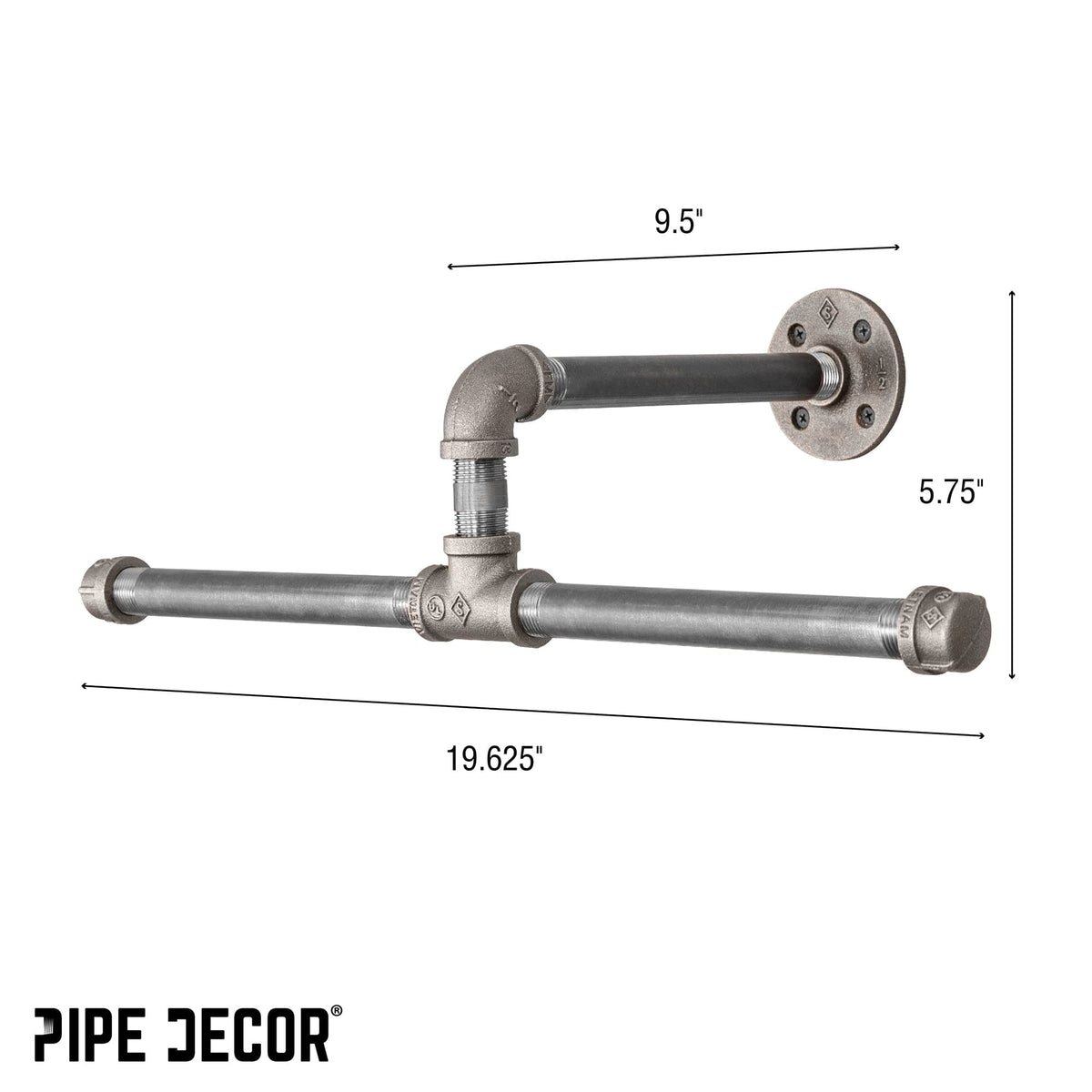 Wall-Mounted Tee-Style Pipe Clothing Rack by PIPE DECOR