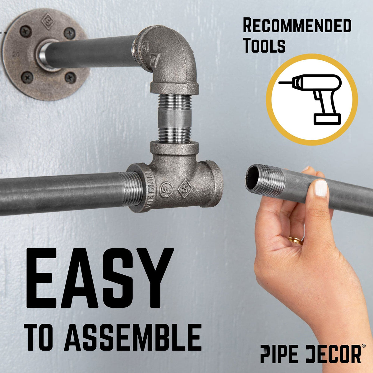 Wall-Mounted Tee-Style Pipe Clothing Rack by PIPE DECOR