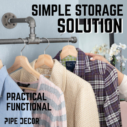 Wall-Mounted Tee-Style Pipe Clothing Rack by PIPE DECOR