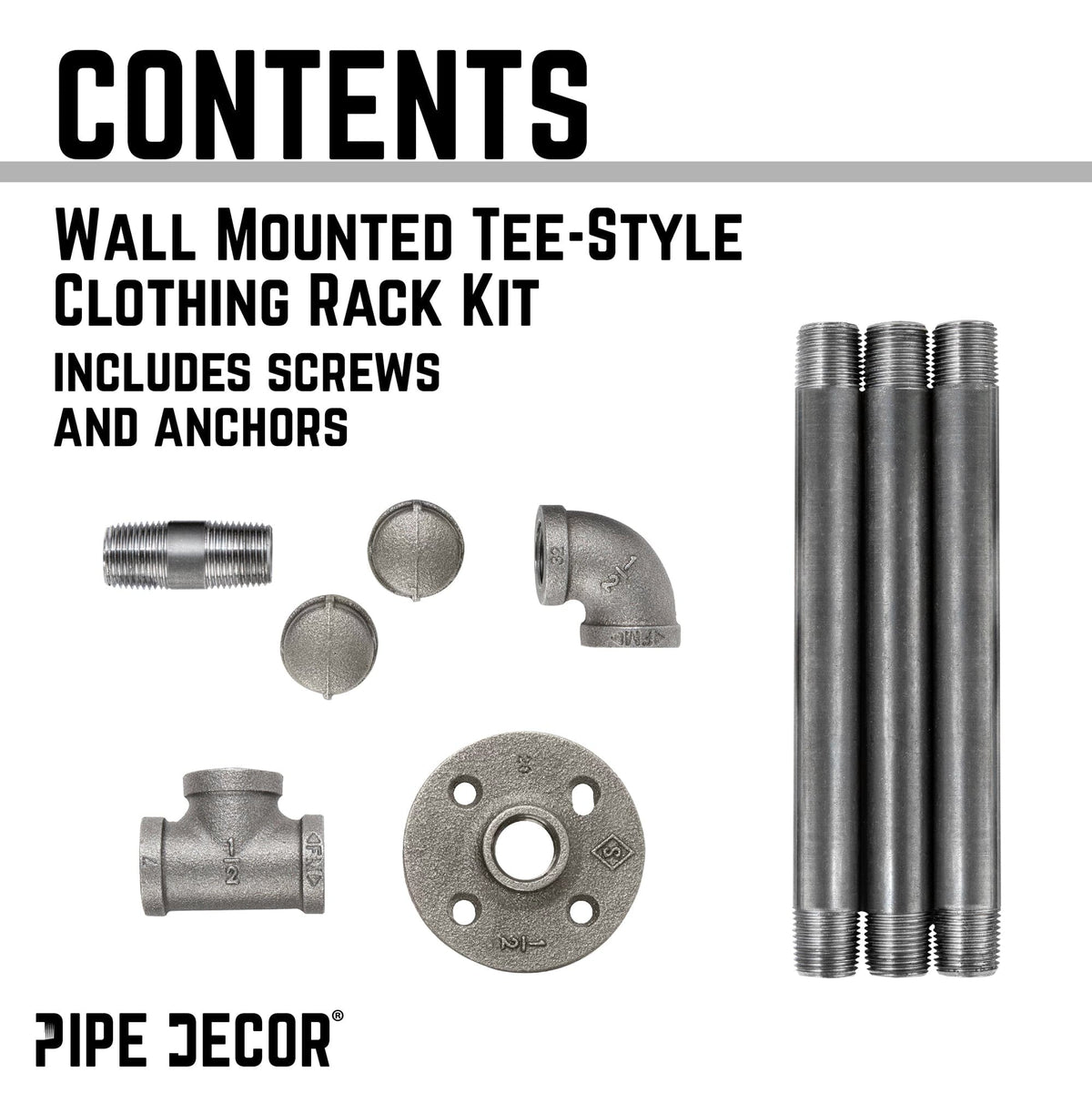 Wall-Mounted Tee-Style Pipe Clothing Rack by PIPE DECOR