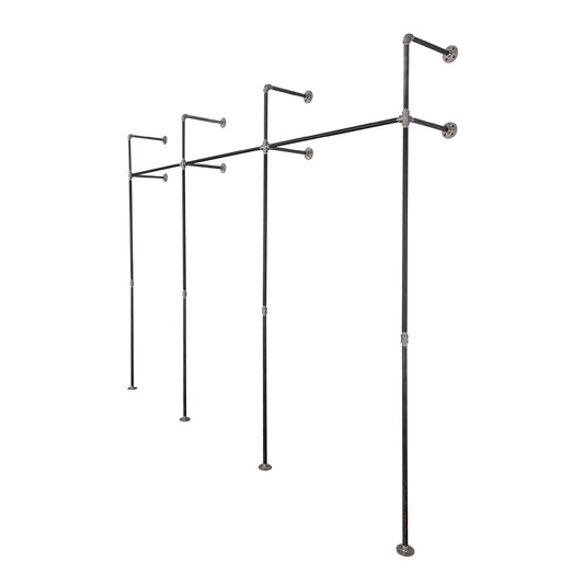 PIPE DECOR 115 in. triple wall-mounted clothing rack