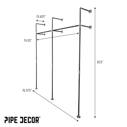 76.375 in. Wall Mounted Clothing Rack, Double by PIPE DECOR