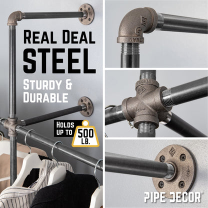 76.375 in. Wall Mounted Clothing Rack, Double by PIPE DECOR