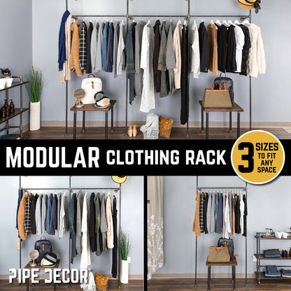 76.375 in. Wall Mounted Clothing Rack, Double by PIPE DECOR