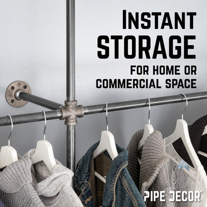 76.375 in. Wall Mounted Clothing Rack, Double by PIPE DECOR
