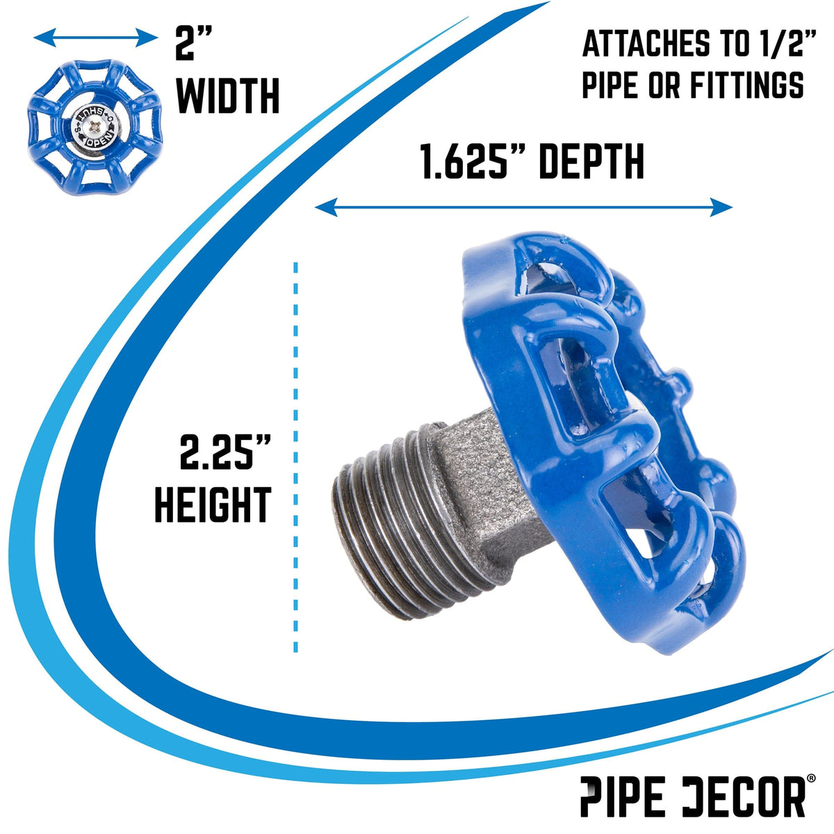 Blue Industrial Spigot with Plug (2-Pack) by PIPE DECOR