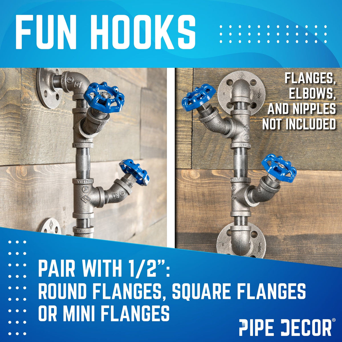 Blue Industrial Spigot with Plug (2-Pack) by PIPE DECOR