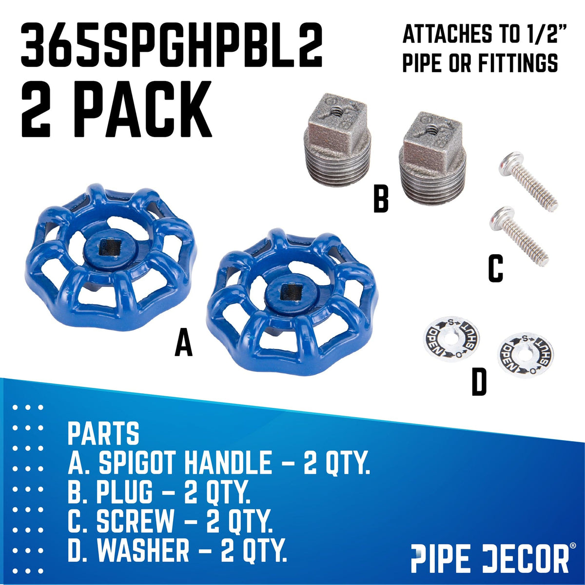 Blue Industrial Spigot with Plug (2-Pack) by PIPE DECOR