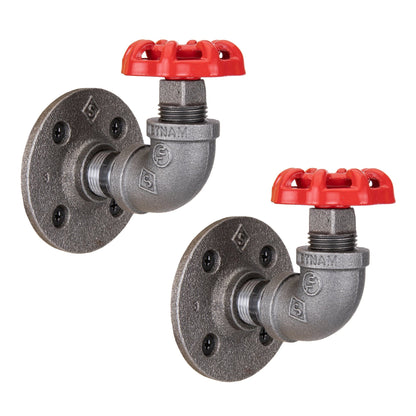 Red Industrial Curved Spigot Wall Hook with Flange (2-Pack) by PIPE DECOR