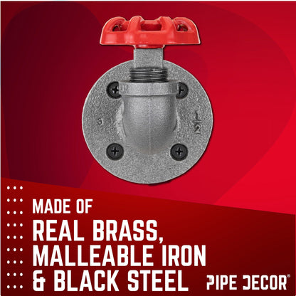 Red Industrial Curved Spigot Wall Hook with Flange (2-Pack) by PIPE DECOR