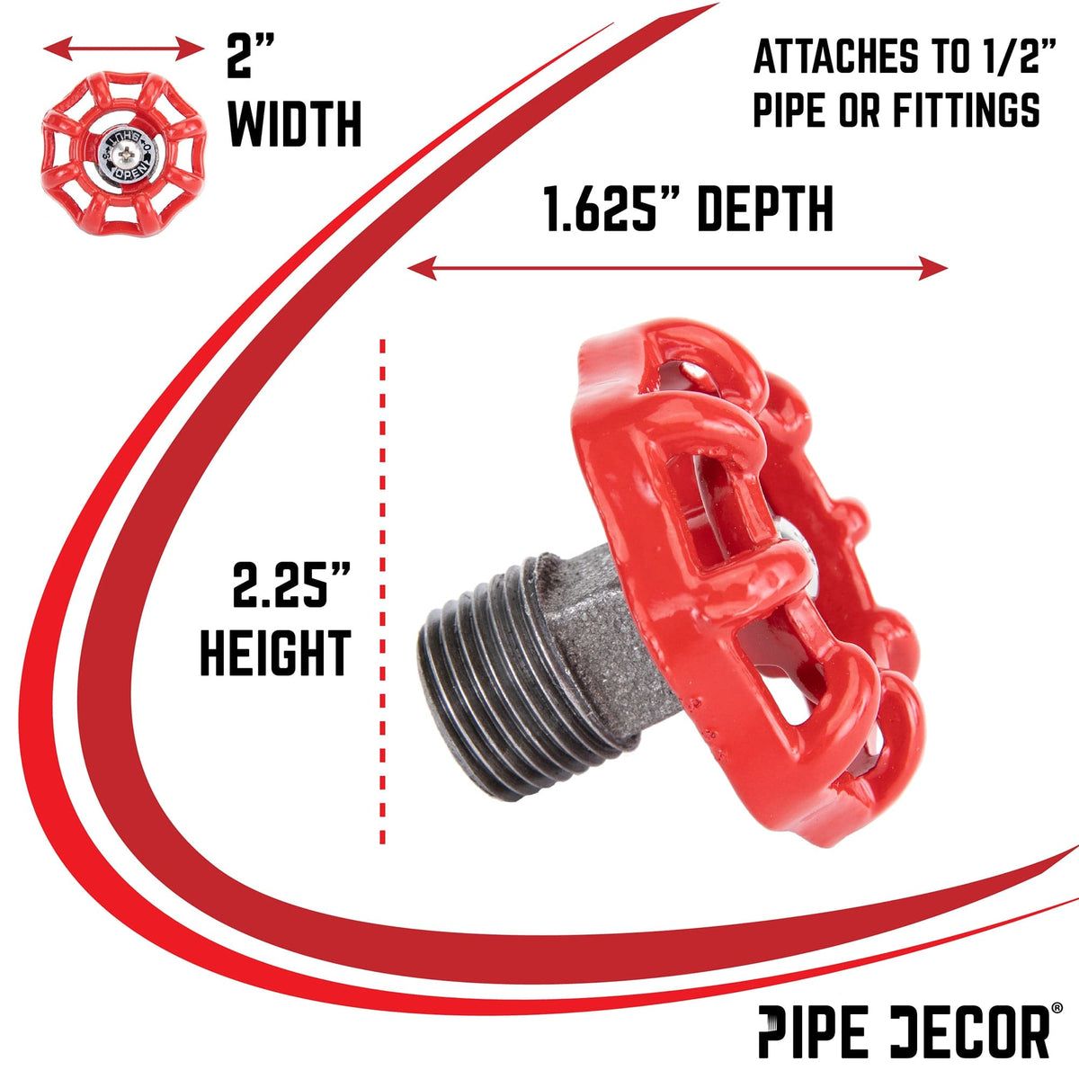 Red Industrial Spigot with Plug (2-Pack) by PIPE DECOR